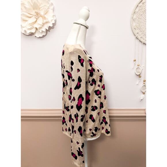 Chicos Pink and Black Animal Print Sweater Size 1P (Medium Petite) - Picture 2 of 5